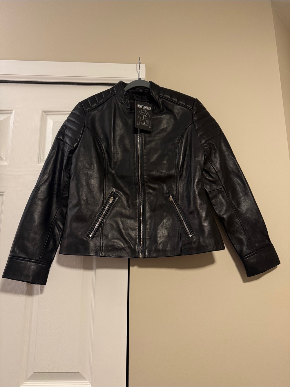 Carrie Black Leather Jacket for Women